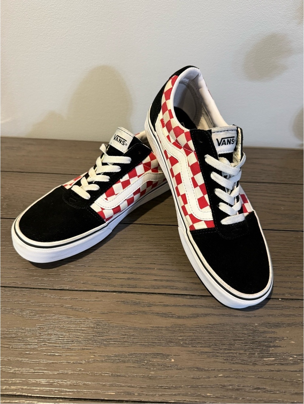 Vans Old Skool Checkerboard Skate Shoes - Black & Red